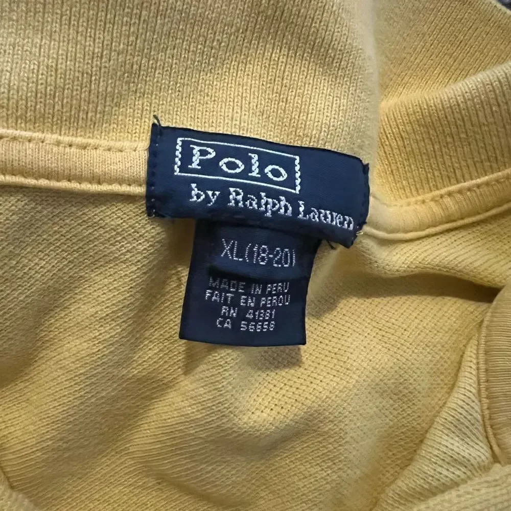 Vintage Ralph Lauren Yellow Button Up Polo Shirt Size XL